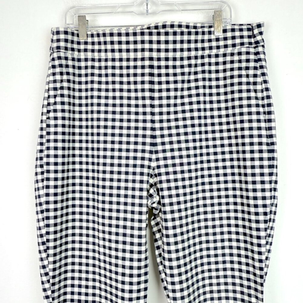 J. Crew Remi Pant Gingham Button Leg Navy White Size 16T 16 TALL EUC - Picture 3 of 12